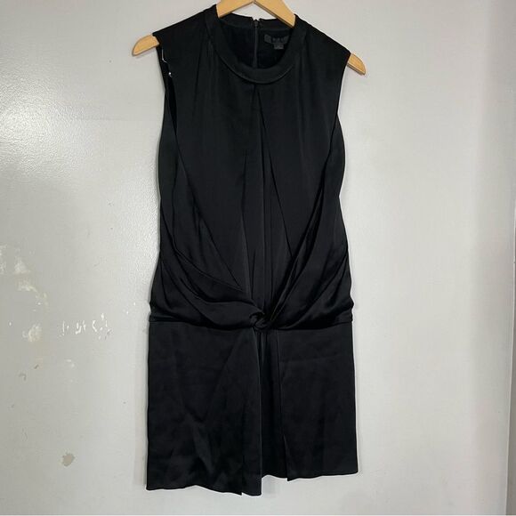 Alexander Wang Womens Twisted Front Drop Waist‎ Muscle Tee Dress Black Size 4 - Picture 2 of 7